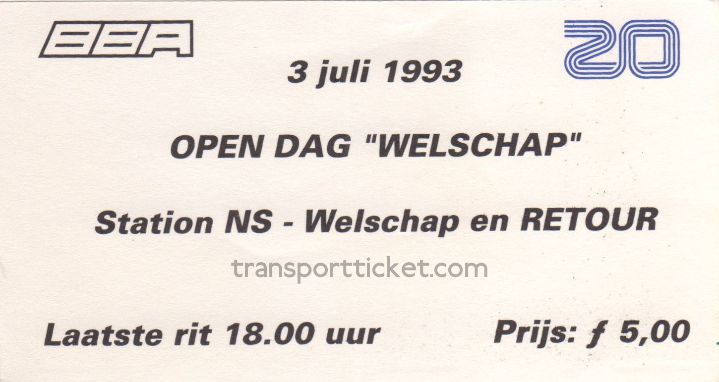 BBA/ZuidOoster bus ticket Open day airforce base Eindhoven (1993)
