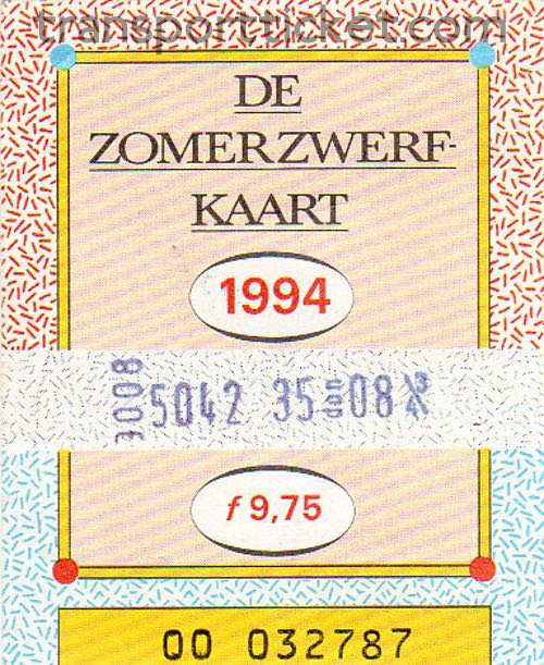 Zomerzwerfkaart, reduced fare (1994)