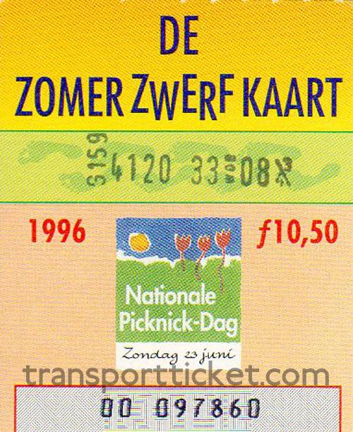 Zomerzwerfkaart, reduced fare (1996)