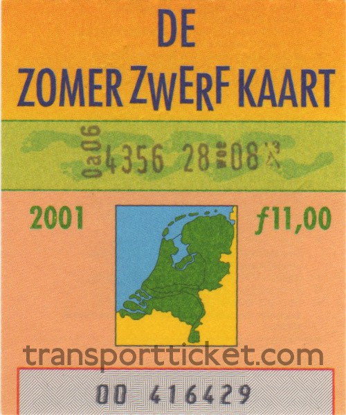 Zomerzwerfkaart, reduced fare (2001)
