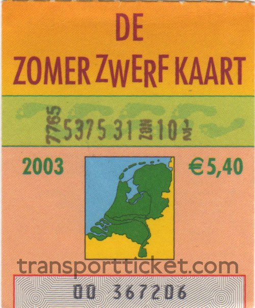 Zomerzwerfkaart, reduced fare (2003)