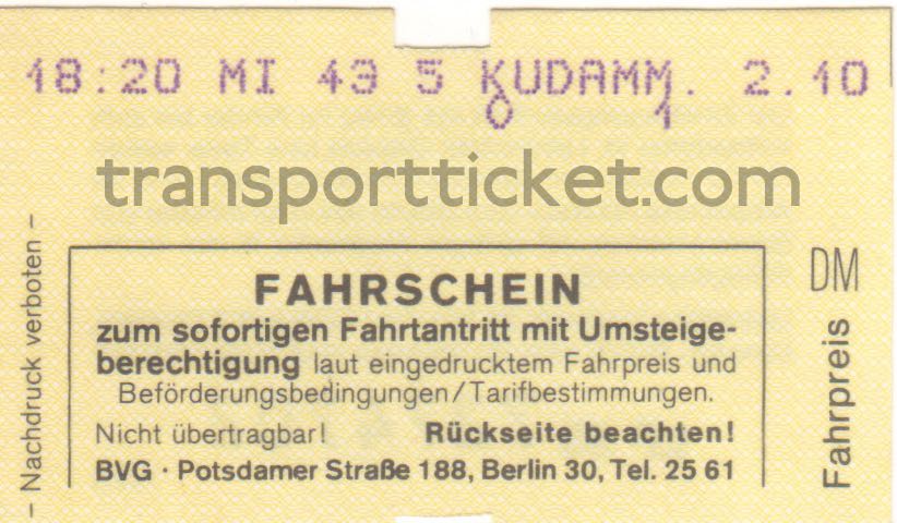 BVG single ticket (1985)