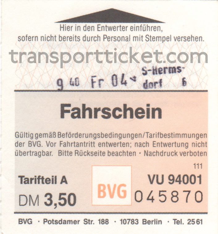 BVG single ticket (1994)