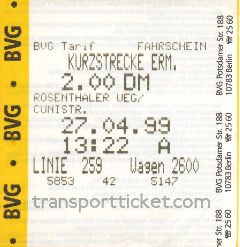 BVG single ticket (1999)