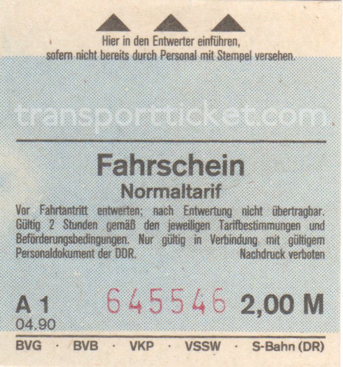 BVG single ticket (1990)