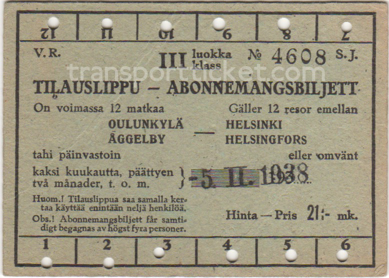 VR 12 trip pass (1938)