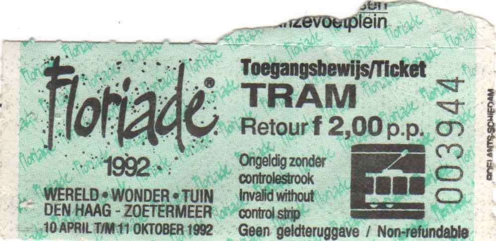 Onsite tram ticket Floriade (1992)