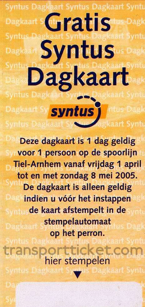 Syntus free dayrover Tiel - Arnhem (2005)