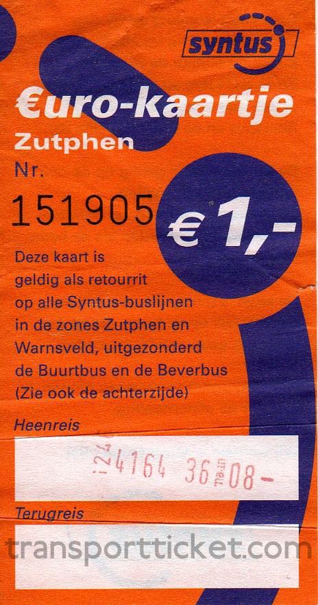 Syntus eurokaartje Zutphen