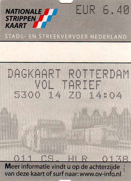 day rover Rotterdam, ticket machine
