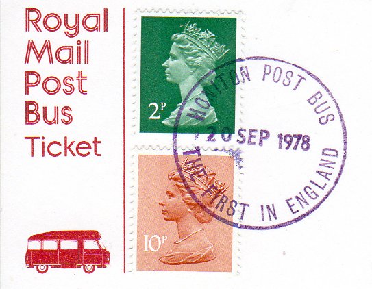 Post Bus ticket from Honiton (1978)